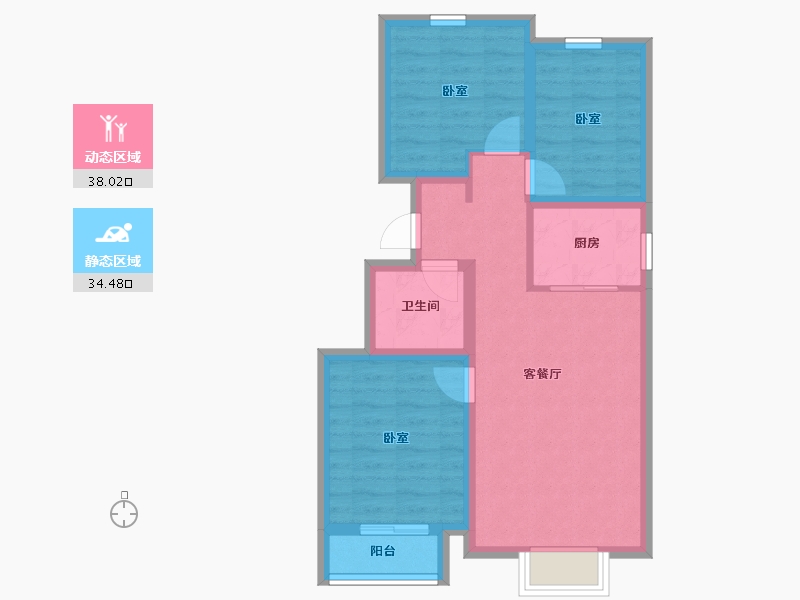 河北省-秦皇岛市-金龙和玺-63.96-户型库-动静分区