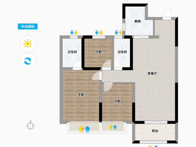 陕西省-汉中市-陕建·汉悦府-83.00-户型库-采光通风