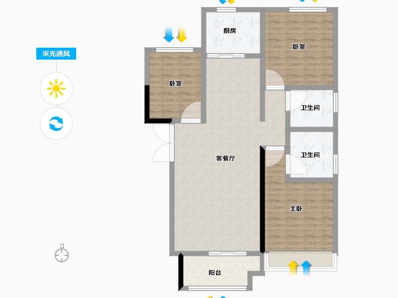 河南省-许昌市-鹿鸣湖壹号·和府-112.00-户型库-采光通风