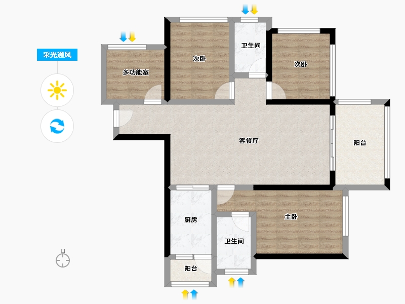 广东省-湛江市-达智华府-93.90-户型库-采光通风