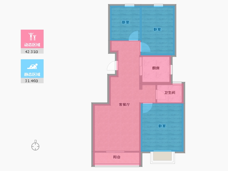 河北省-秦皇岛市-金龙和玺-65.51-户型库-动静分区