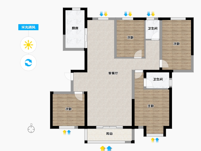 宁夏回族自治区-银川市-奥莱小镇春晓-125.41-户型库-采光通风