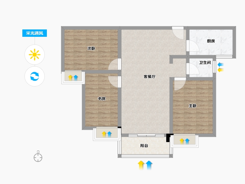 湖南省-岳阳市-中寰大厦-88.70-户型库-采光通风