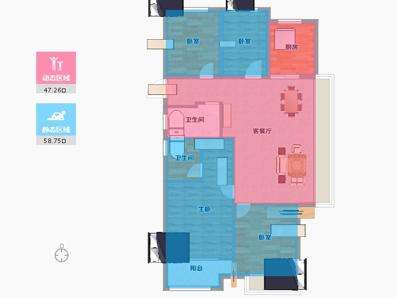 浙江省-湖州市-惠建未来宰-95.99-户型库-动静分区