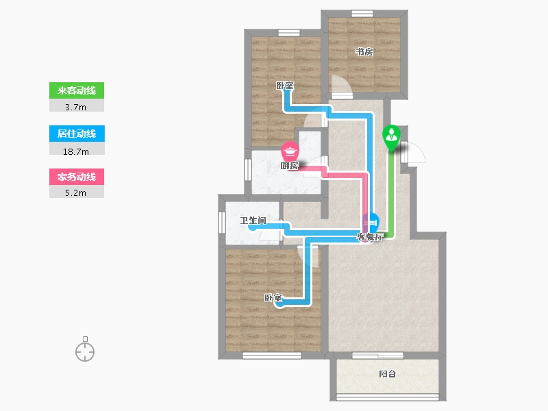 河北省-秦皇岛市-北戴河新区孔雀城-76.00-户型库-动静线