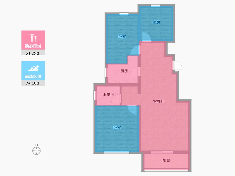 河北省-秦皇岛市-北戴河新区孔雀城-76.00-户型库-动静分区