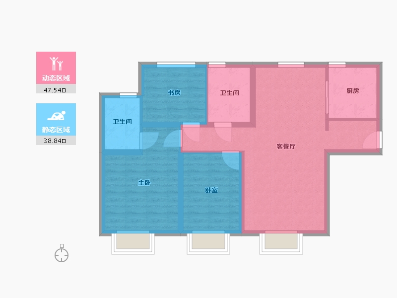 新疆维吾尔自治区-乌鲁木齐市-中海·万锦公馆-87.42-户型库-动静分区