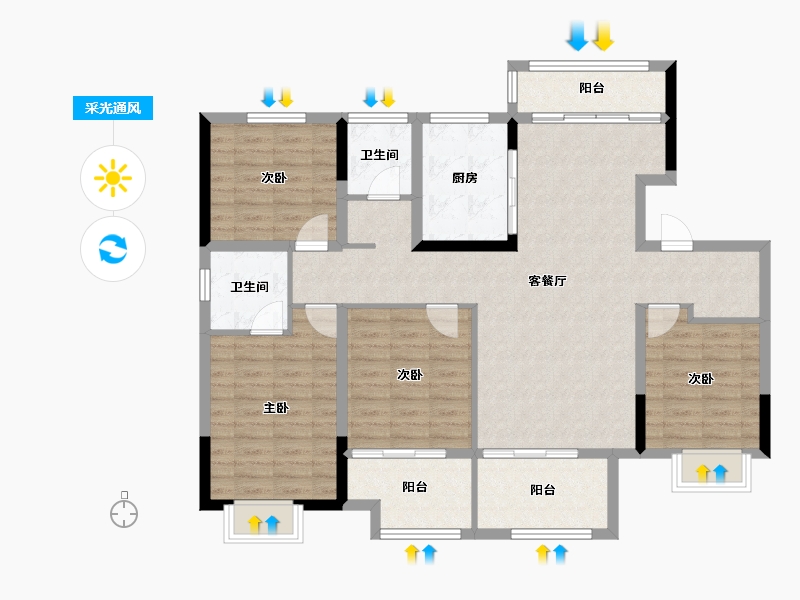 安徽省-池州市-昌盛·翰林学府-117.68-户型库-采光通风