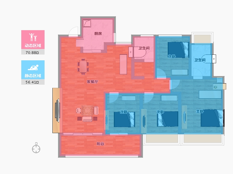 江苏省-淮安市-海尚风华·爱琴海-112.80-户型库-动静分区