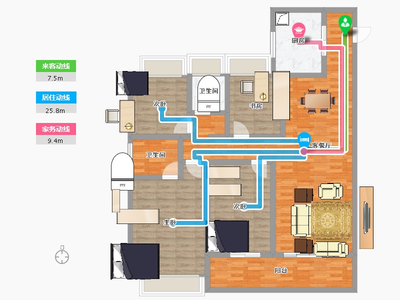 江苏省-淮安市-清河印-113.60-户型库-动静线