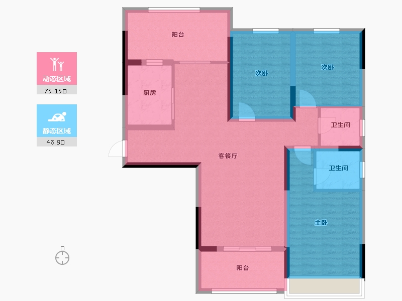 陕西省-汉中市-裕添·四季花城-109.15-户型库-动静分区