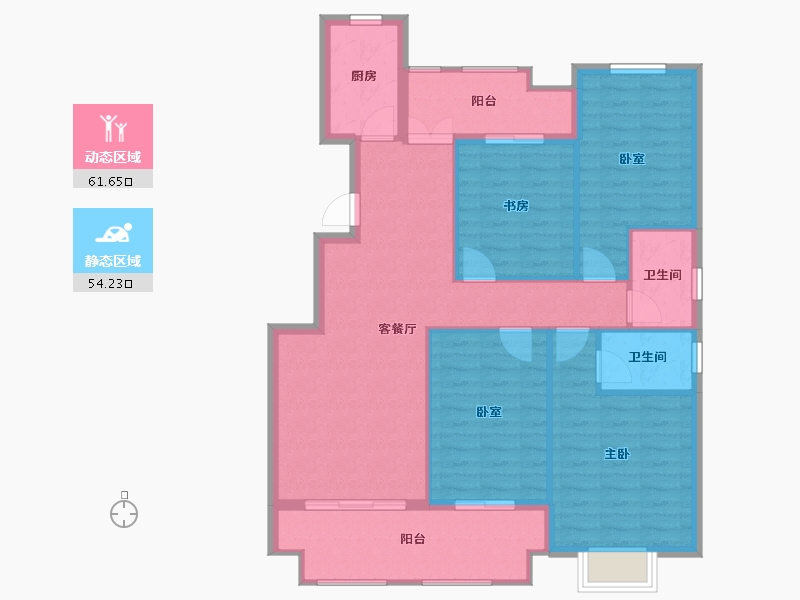 安徽省-蚌埠市-融昊外滩-105.60-户型库-动静分区