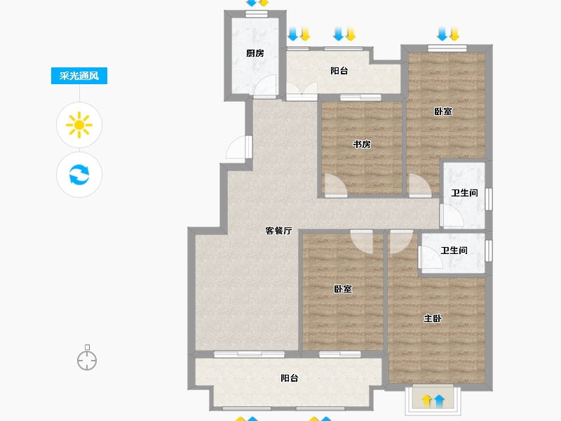 安徽省-蚌埠市-融昊外滩-105.60-户型库-采光通风