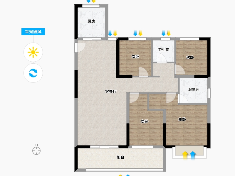 湖北省-黄冈市-天盟·未来城-109.60-户型库-采光通风