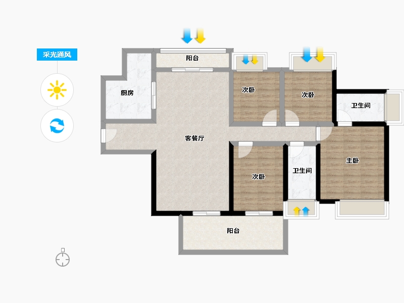 广东省-湛江市-公园一号-111.60-户型库-采光通风