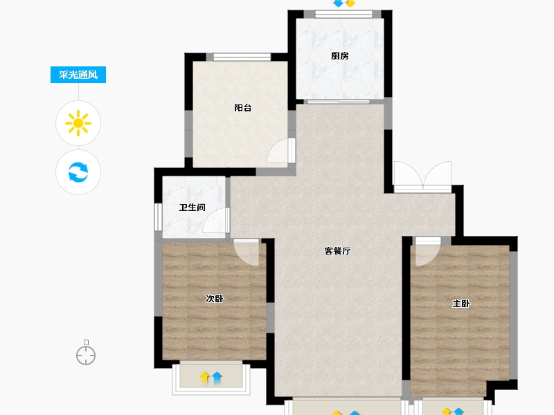 宁夏回族自治区-银川市-巨力·云都荟-86.40-户型库-采光通风