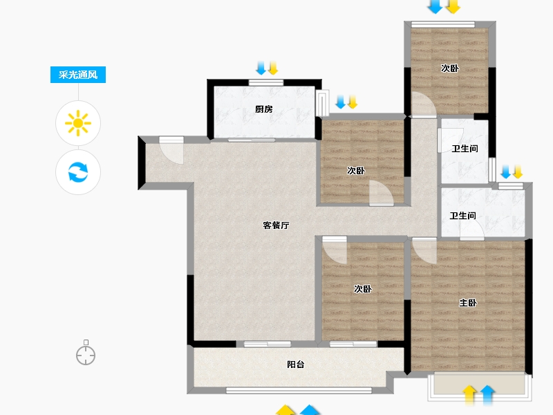 江苏省-南京市-景瑞熙棠府-119.00-户型库-采光通风