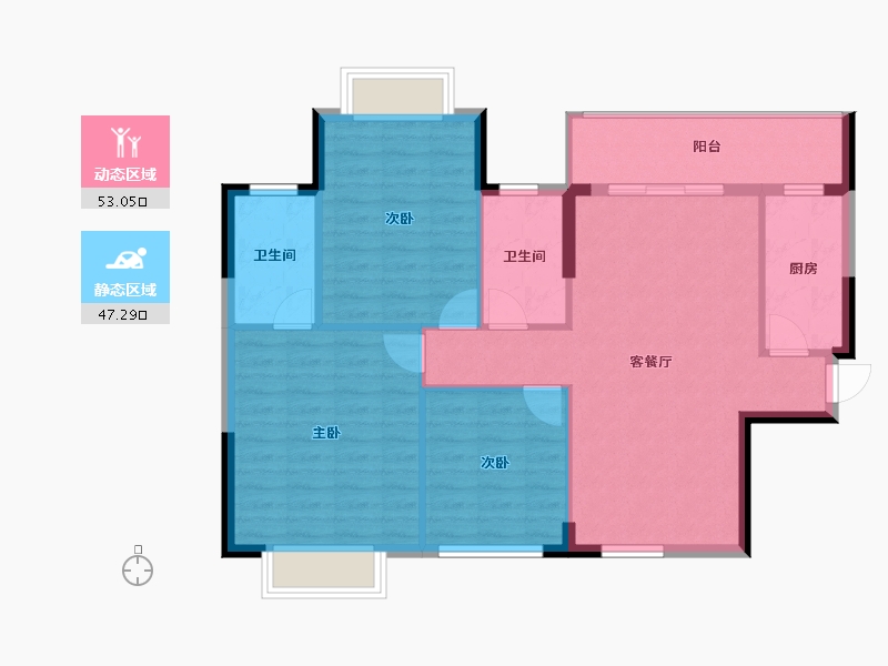 广西壮族自治区-玉林市-喜润·书香府-91.50-户型库-动静分区