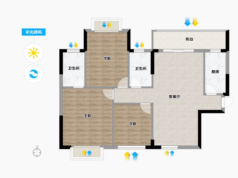 广西壮族自治区-玉林市-喜润·书香府-91.50-户型库-采光通风