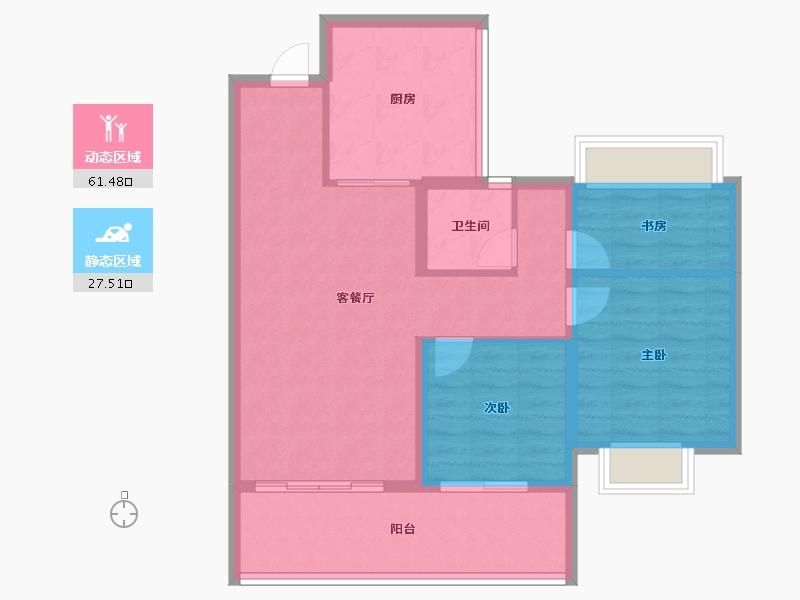 安徽省-宿州市-文德桃李清华-80.00-户型库-动静分区