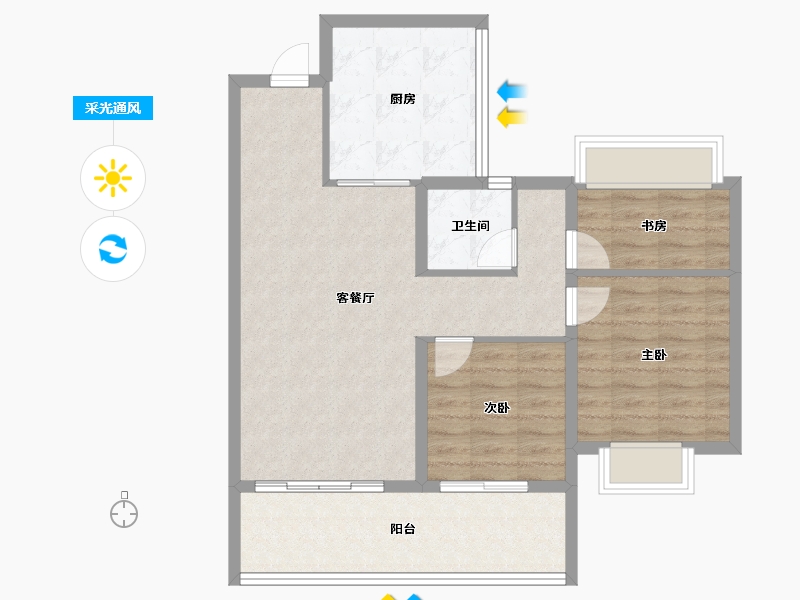 安徽省-宿州市-文德桃李清华-80.00-户型库-采光通风