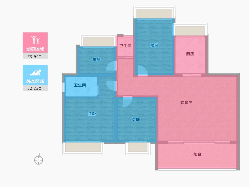 安徽省-宿州市-文德桃李清华-104.00-户型库-动静分区