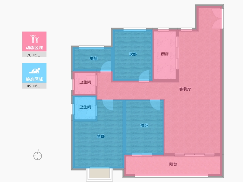 安徽省-宿州市-万兴·瑞禧台-107.19-户型库-动静分区