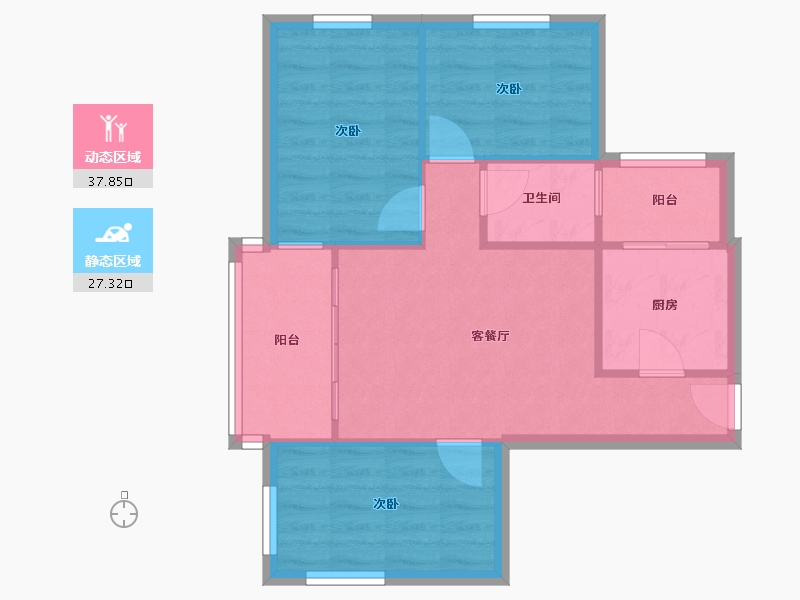 北京-北京市-林校北里-北区-73.56-户型库-动静分区