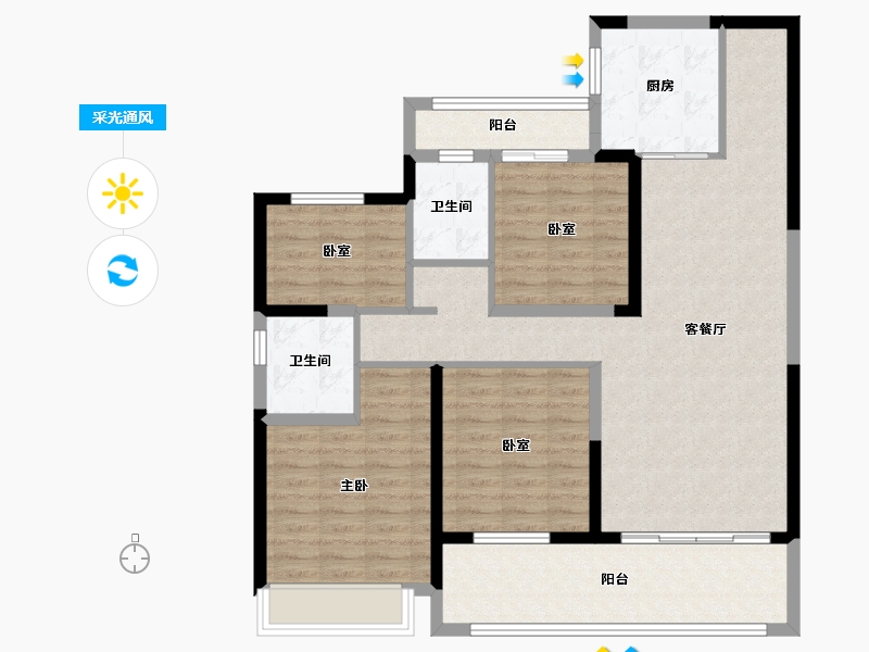 安徽省-宿州市-翡翠悦府-106.40-户型库-采光通风