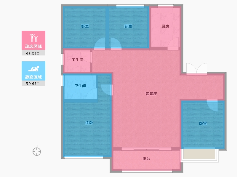 山东省-泰安市-泰山壹号院-101.64-户型库-动静分区