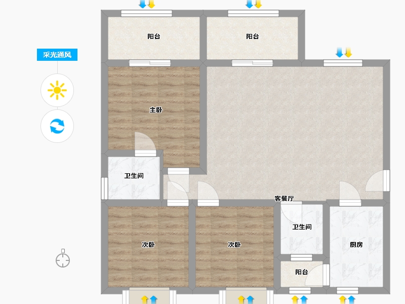 四川省-德阳市-御锦坊-90.05-户型库-采光通风