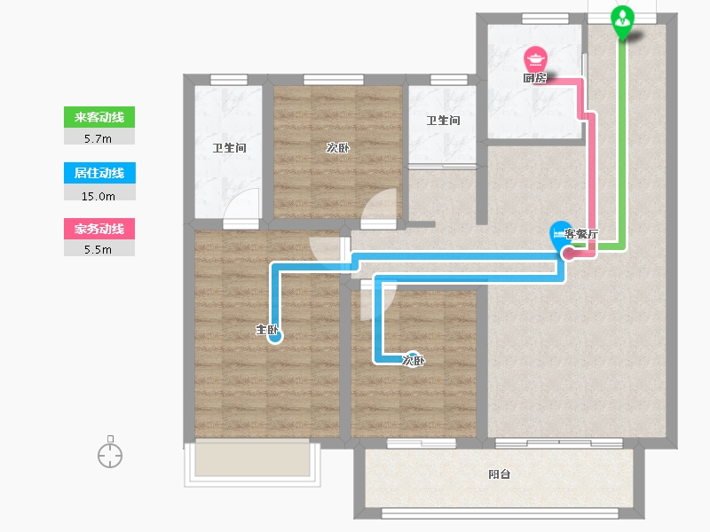 河北省-邢台市-中鼎麒麟华府-88.45-户型库-动静线