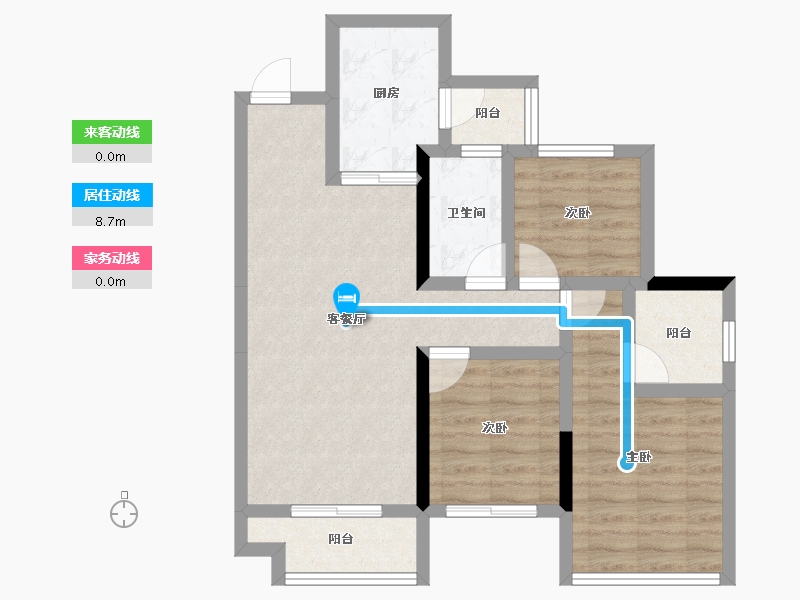 四川省-绵阳市-东原鸿山启城-71.38-户型库-动静线