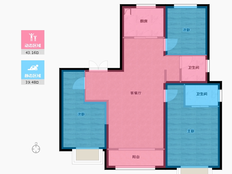 河北省-唐山市-润唐瑞府-73.38-户型库-动静分区