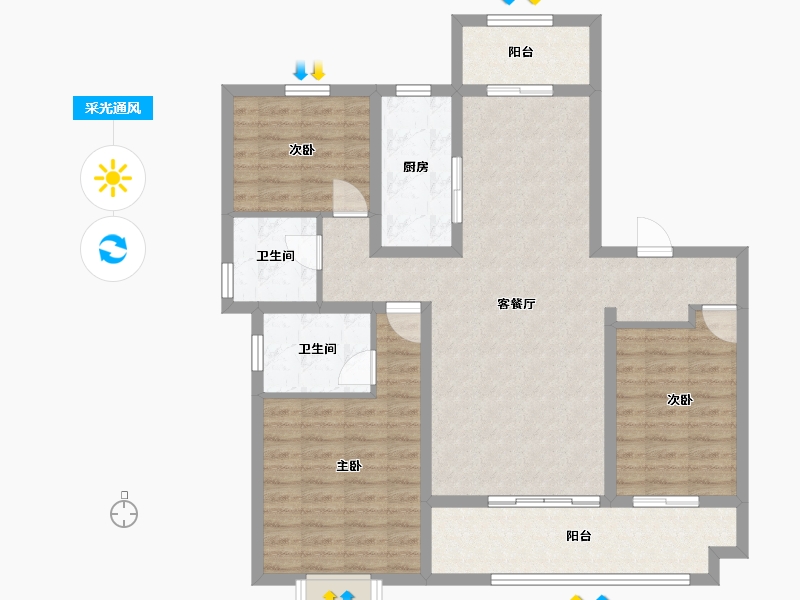 山东省-威海市-格雅花园-103.21-户型库-采光通风