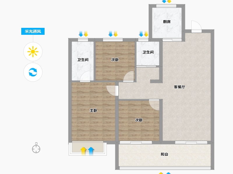 安徽省-宿州市-金荣·金源里-93.61-户型库-采光通风