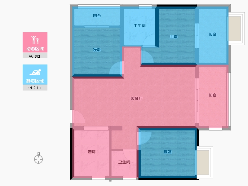 四川省-绵阳市-华丽河畔-80.37-户型库-动静分区