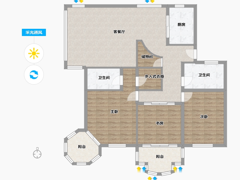 浙江省-杭州市-三里新城兰苑-115.00-户型库-采光通风