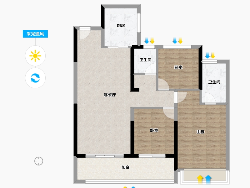 安徽省-宿州市-翡翠悦府-95.20-户型库-采光通风