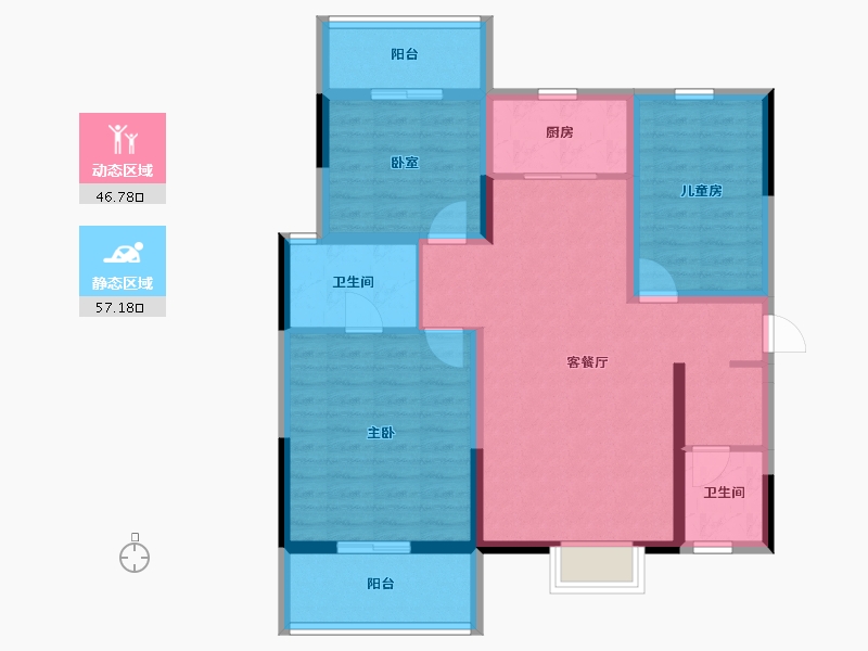 陕西省-铜川市-上河郡-92.38-户型库-动静分区