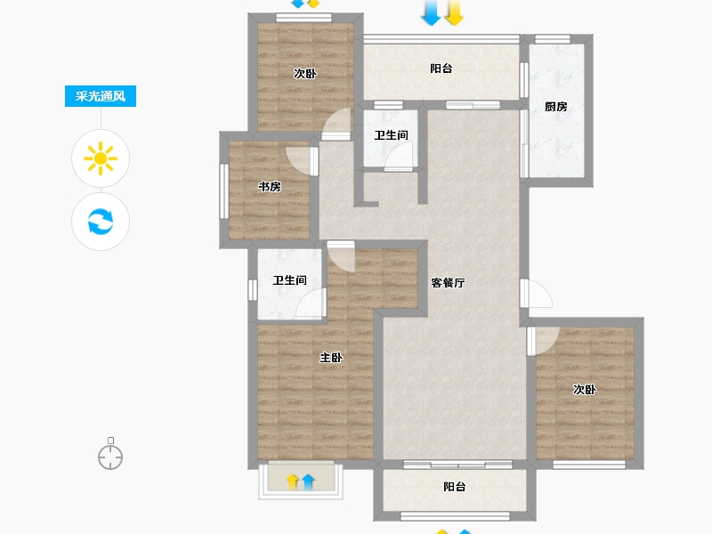 河北省-承德市-颐城华府-102.77-户型库-采光通风