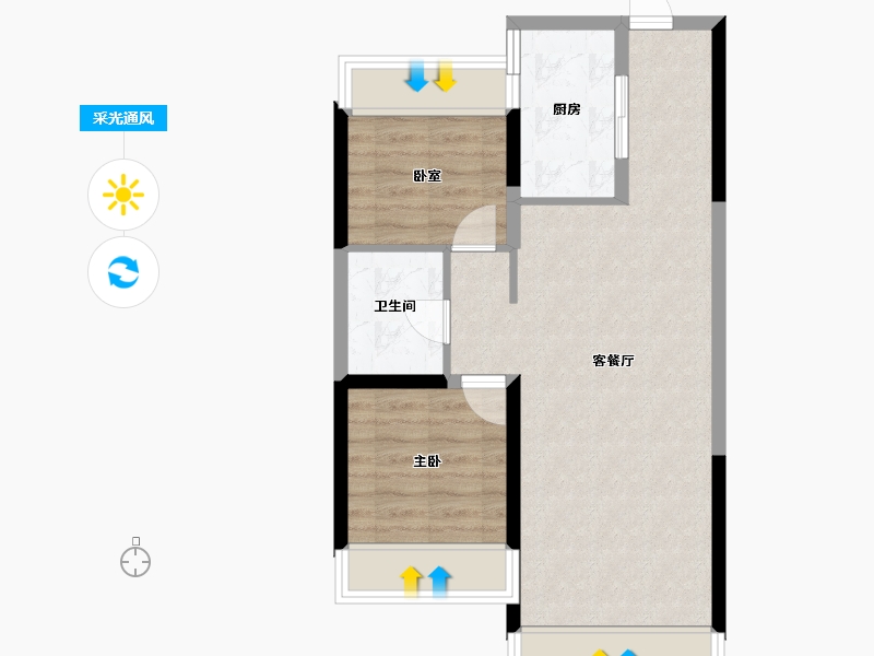 内蒙古自治区-呼和浩特市-金地江山风华-58.29-户型库-采光通风