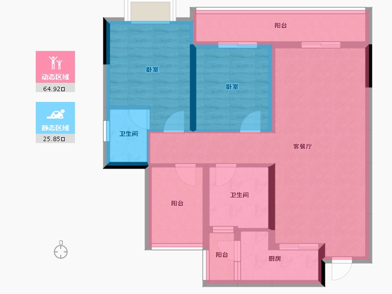 贵州省-铜仁市-桐达翰林居-80.24-户型库-动静分区