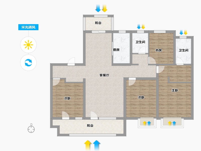 山东省-威海市-格雅花园-118.40-户型库-采光通风