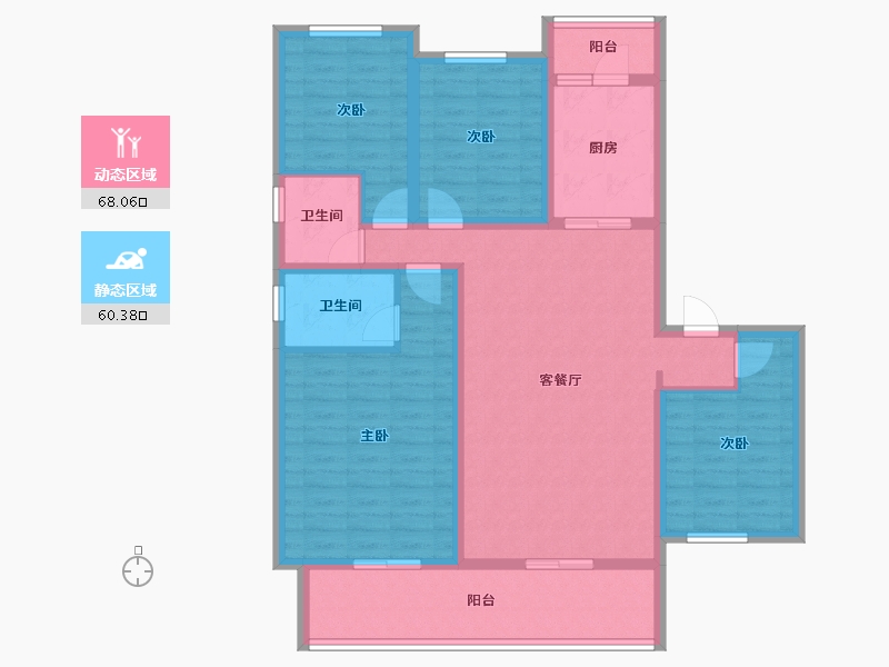 贵州省-铜仁市-桐达翰林居-114.37-户型库-动静分区