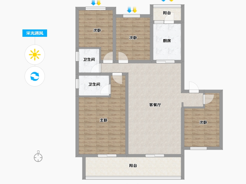 贵州省-铜仁市-桐达翰林居-114.37-户型库-采光通风