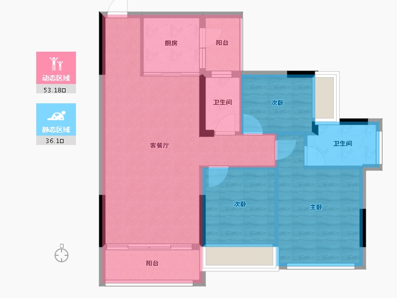 广西壮族自治区-玉林市-喜润·书香府-80.30-户型库-动静分区