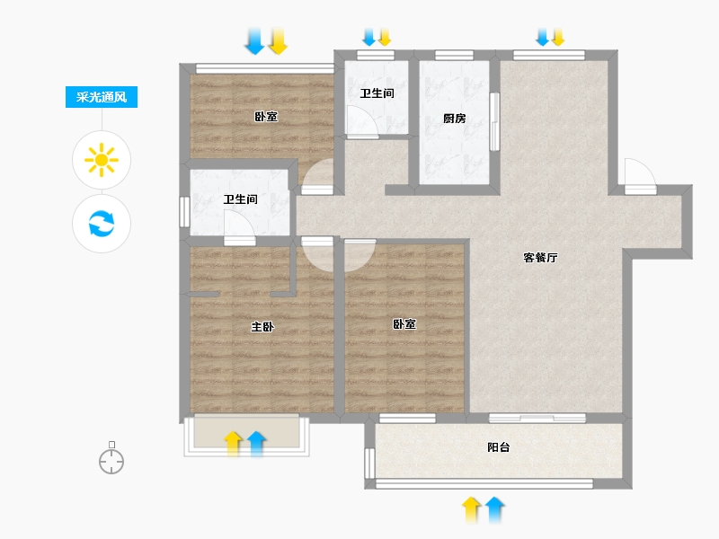 安徽省-宿州市-翔茂悦·府-96.00-户型库-采光通风