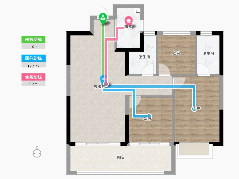 湖北省-黄冈市-中乾融·璟台-84.80-户型库-动静线