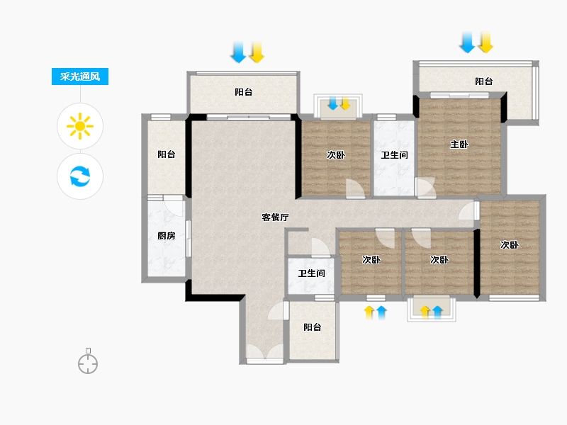 广西壮族自治区-南宁市-城建广场公寓-128.00-户型库-采光通风